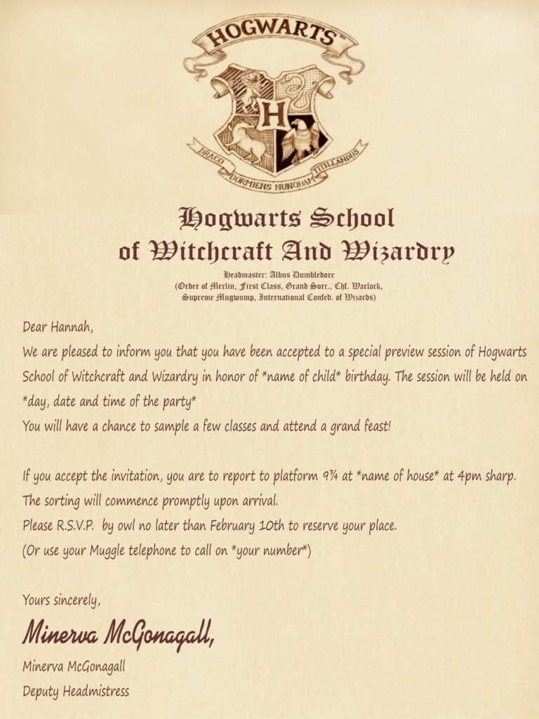 Free Printable Harry Potter Invitations