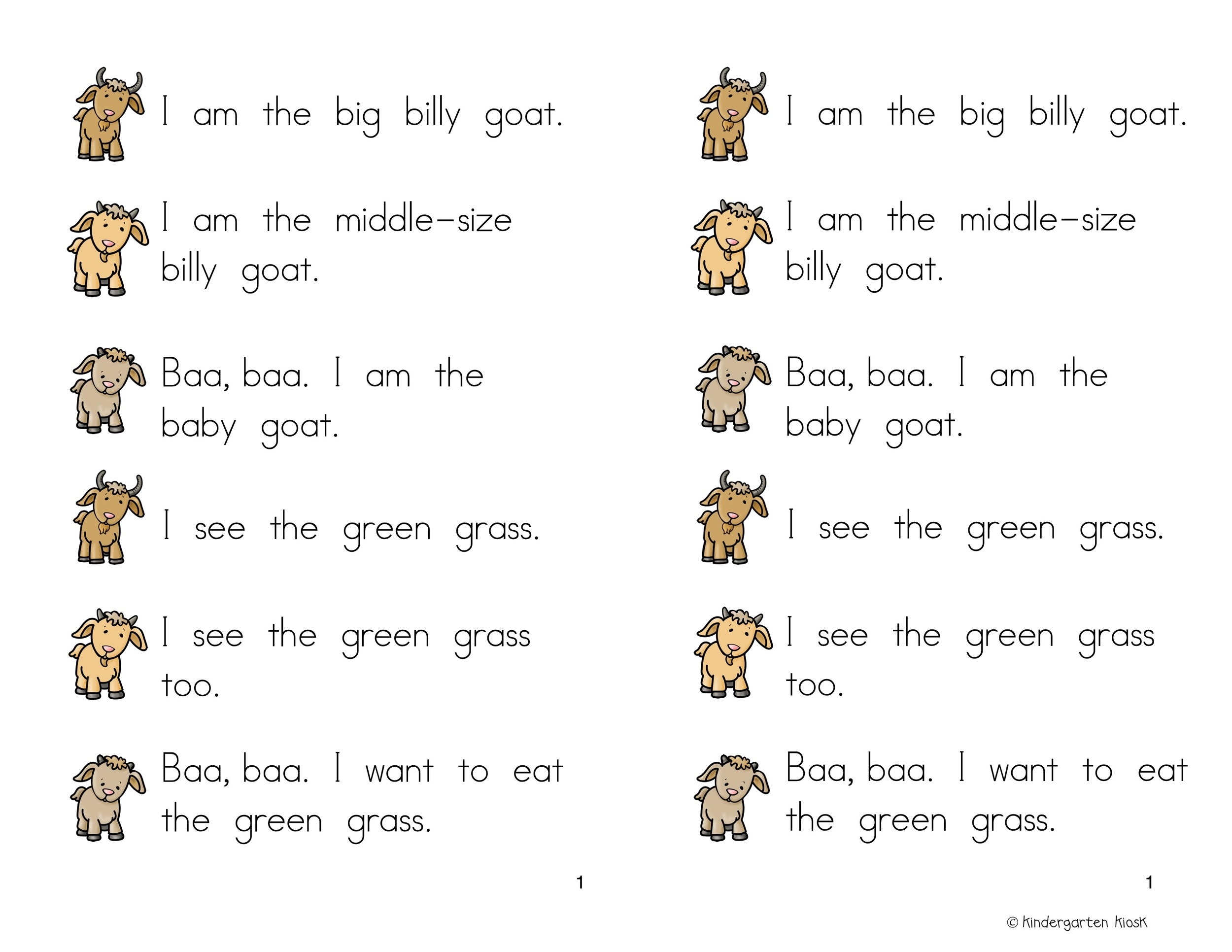 Three Billy Goats Reader s Theater Or Partner Play Kindergarten Kiosk