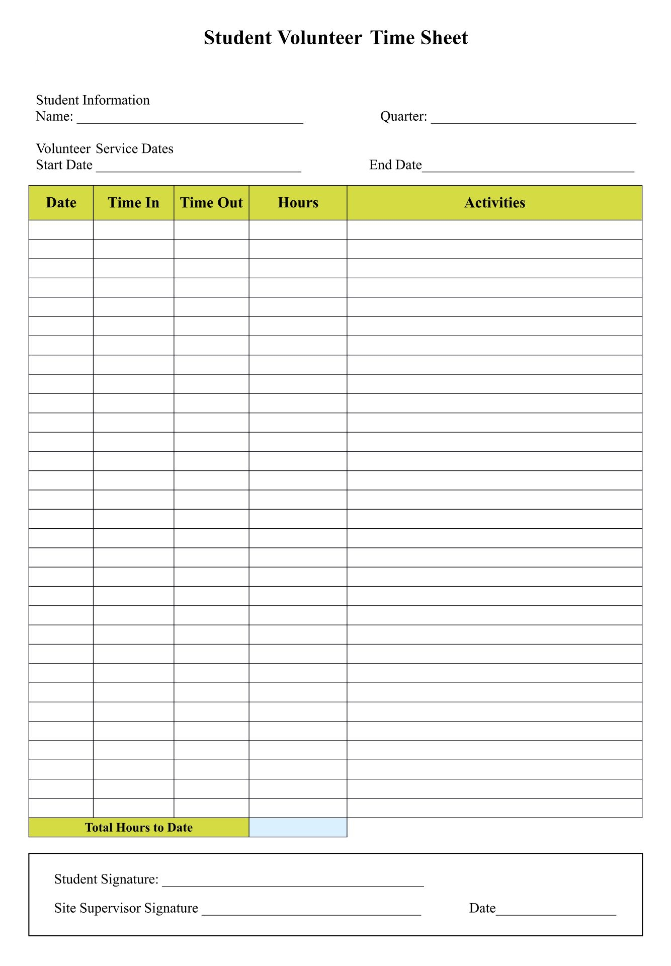 Free Printable Time Sheets Forms