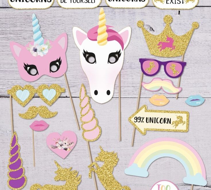 Unicorn Photo Prop Birthday Photo Booth Unicorn Party Birthday Photobooth Photo Booth Props Photobooth Props Unicorn Baby Shower PDF Etsy UK