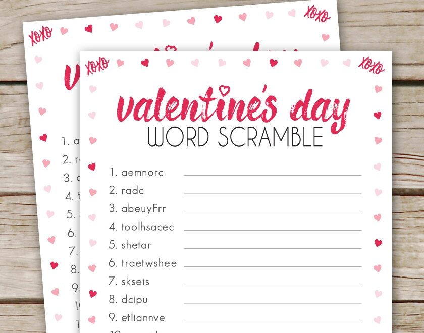 Valentine s Day Word Scramble Free Printable Game You ll Love Aspen Jay