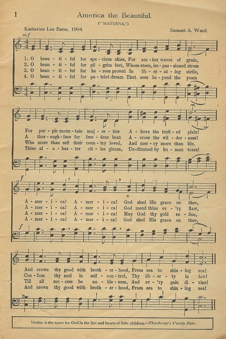 Vintage America The Beautiful Is An American Patriotic Song The Lyrics Were Written By Katharine Lee Bates And The Music Composed By Church Organist And Choirmaster Samuel A Ward 
