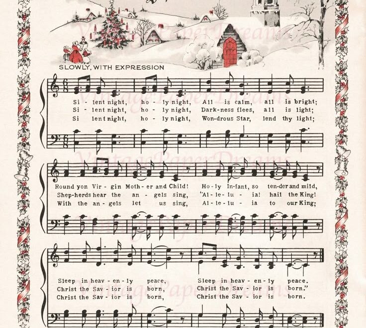 Vintage Printable Christmas Carol Sheet Music PDF Traditional Advent Hymn Song Antique Wrapping Paper Xmas Image Junk Journal Ephermera Etsy