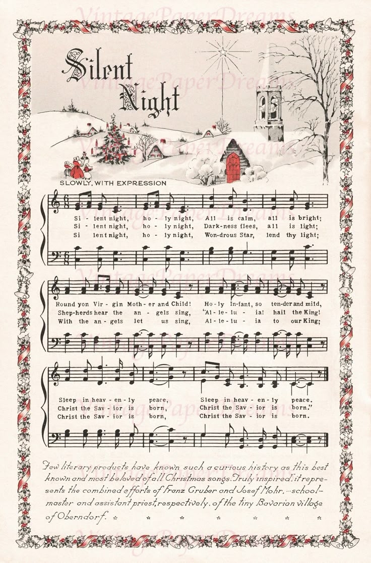 Vintage Printable Christmas Carol Sheet Music PDF Traditional Advent Hymn Song Antique Wrapping Paper Xmas Image Junk Journal Ephermera Etsy