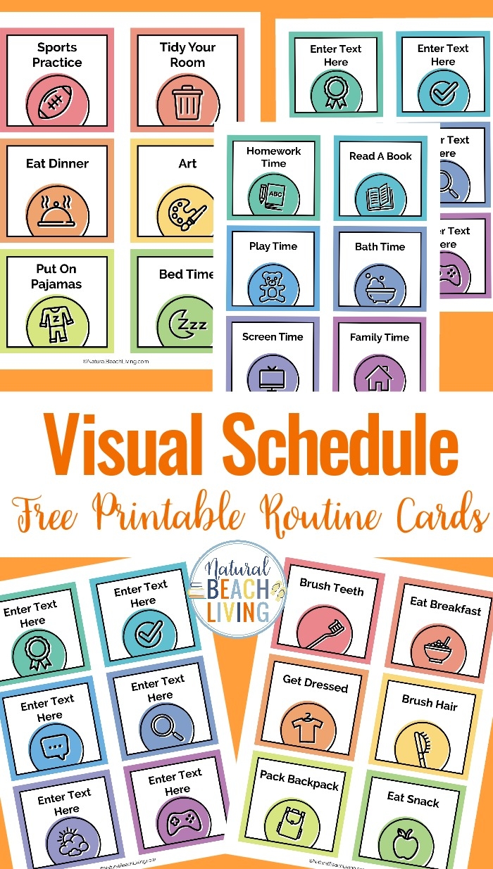 Visual Schedule Free Printable Routine Cards Natural Beach Living