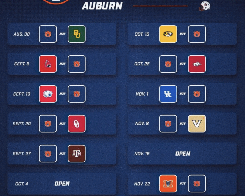 War Blogle Auburn s 2025 Football Schedule Released