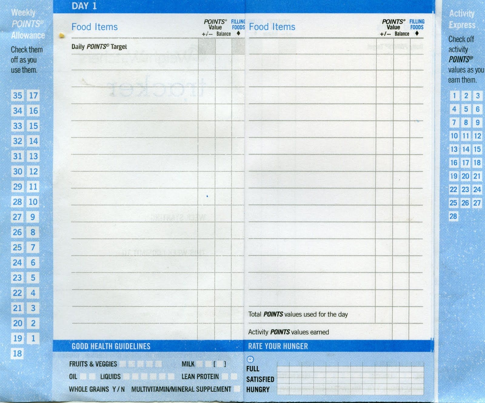 Weight Watchers Point Tracker Sheet 11 Free PDF Printables Printablee