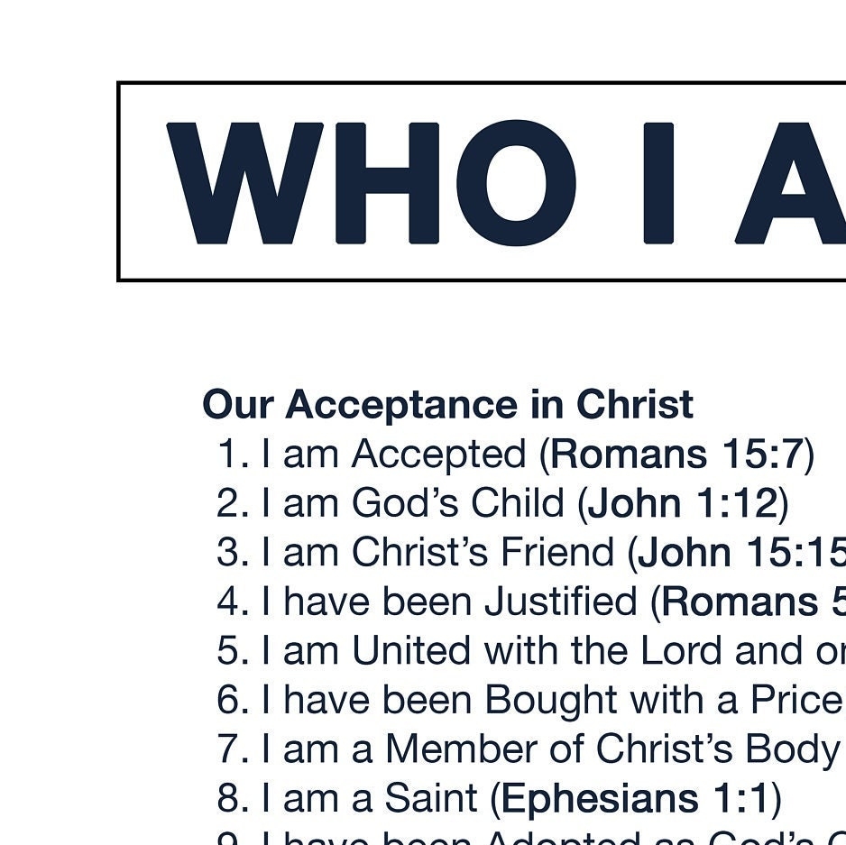 Who I Am In Christ printable Etsy