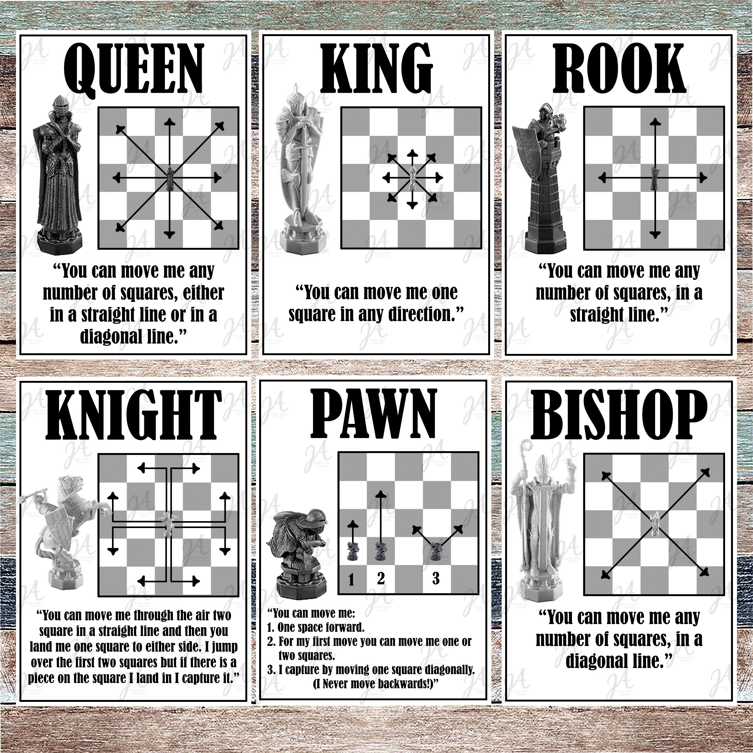 Wizard Chess Cheat Cards Etsy