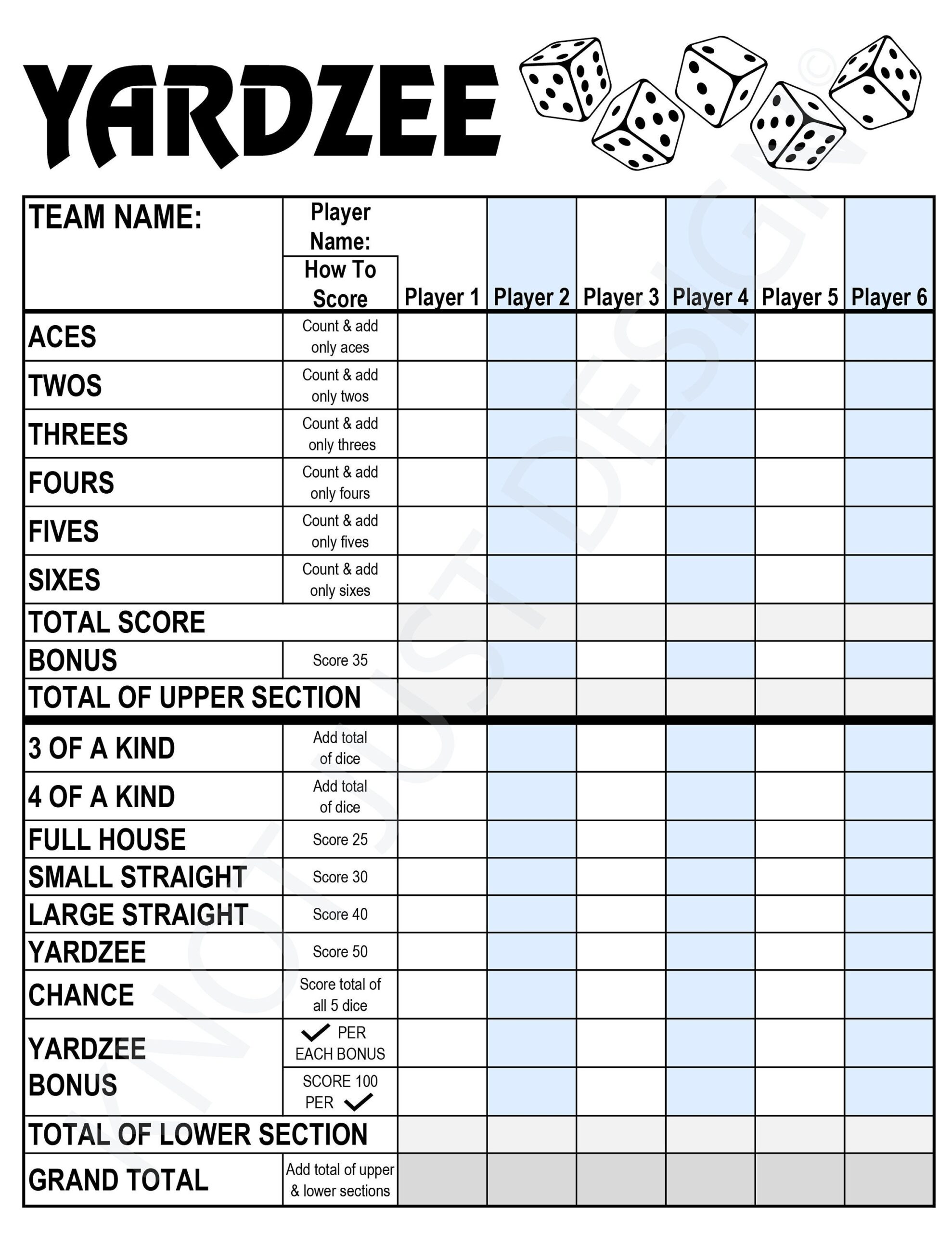 Yardzee Digital Score Card Rules Printable Instant Download Digital File PDF Score Sheet Cricut Yard Games Etsy Finland
