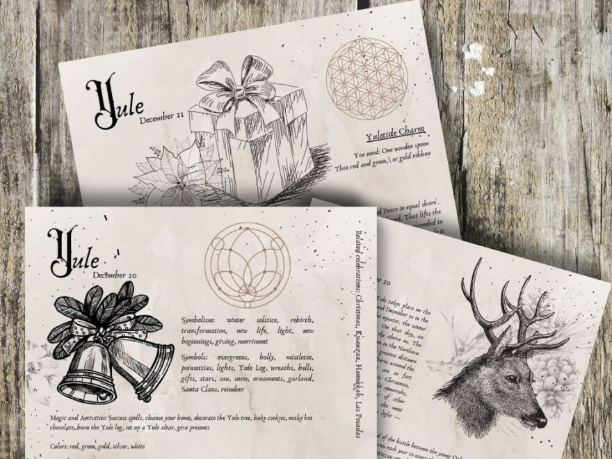 Yule Grimoire Printable Book Of Shadows Printable Pagan Sabbats Holidays Wiccan Witch Witchcraft Etsy
